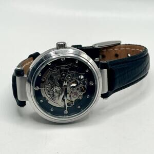 Kenneth Cole New York Ladies Skeleton Automatic Silver Dial Watch w Leather Band